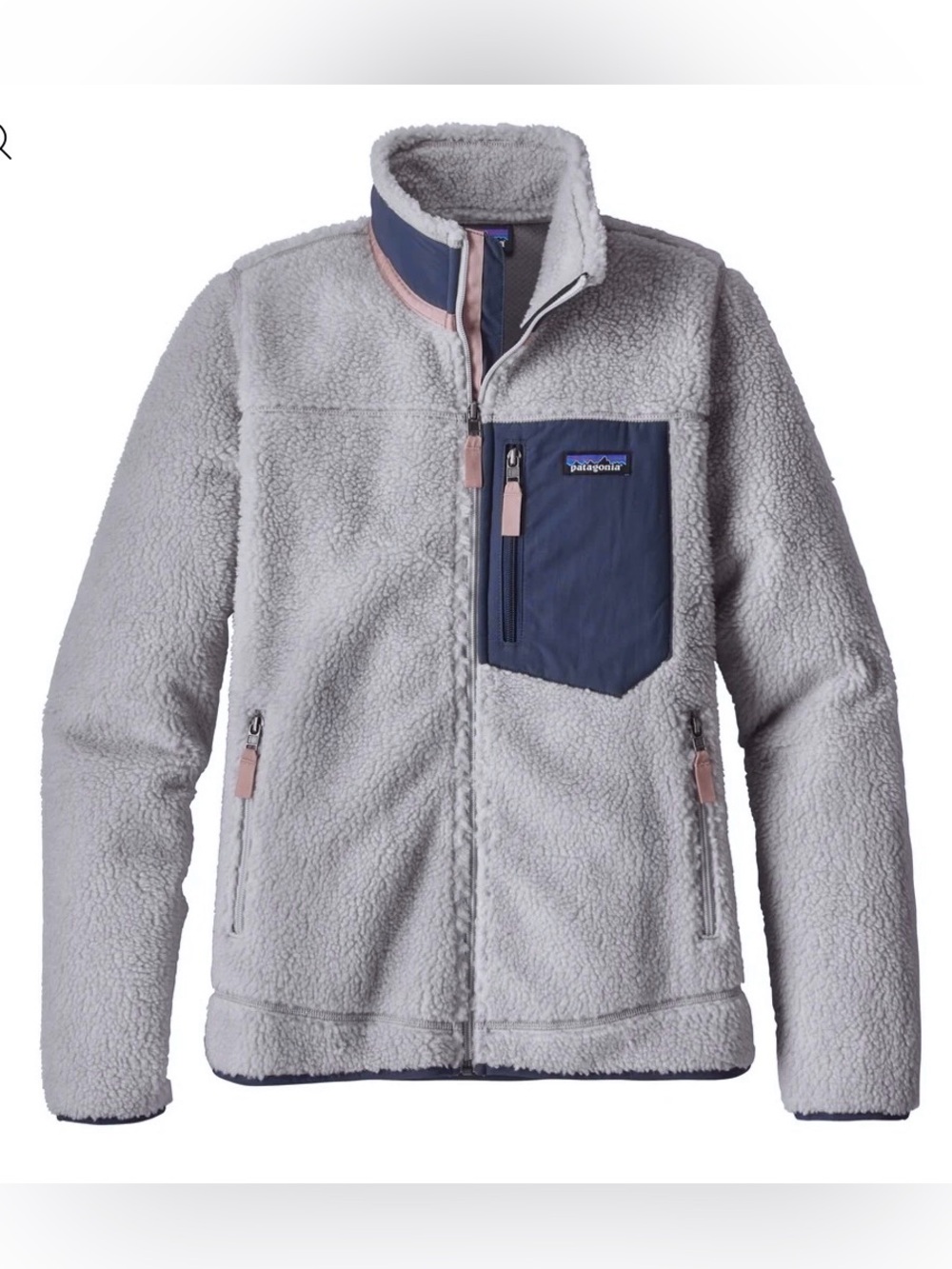 Patagonia Classic Retro-X Gray/Blue Sherpa Full Zip Jacket - Women’s Medium